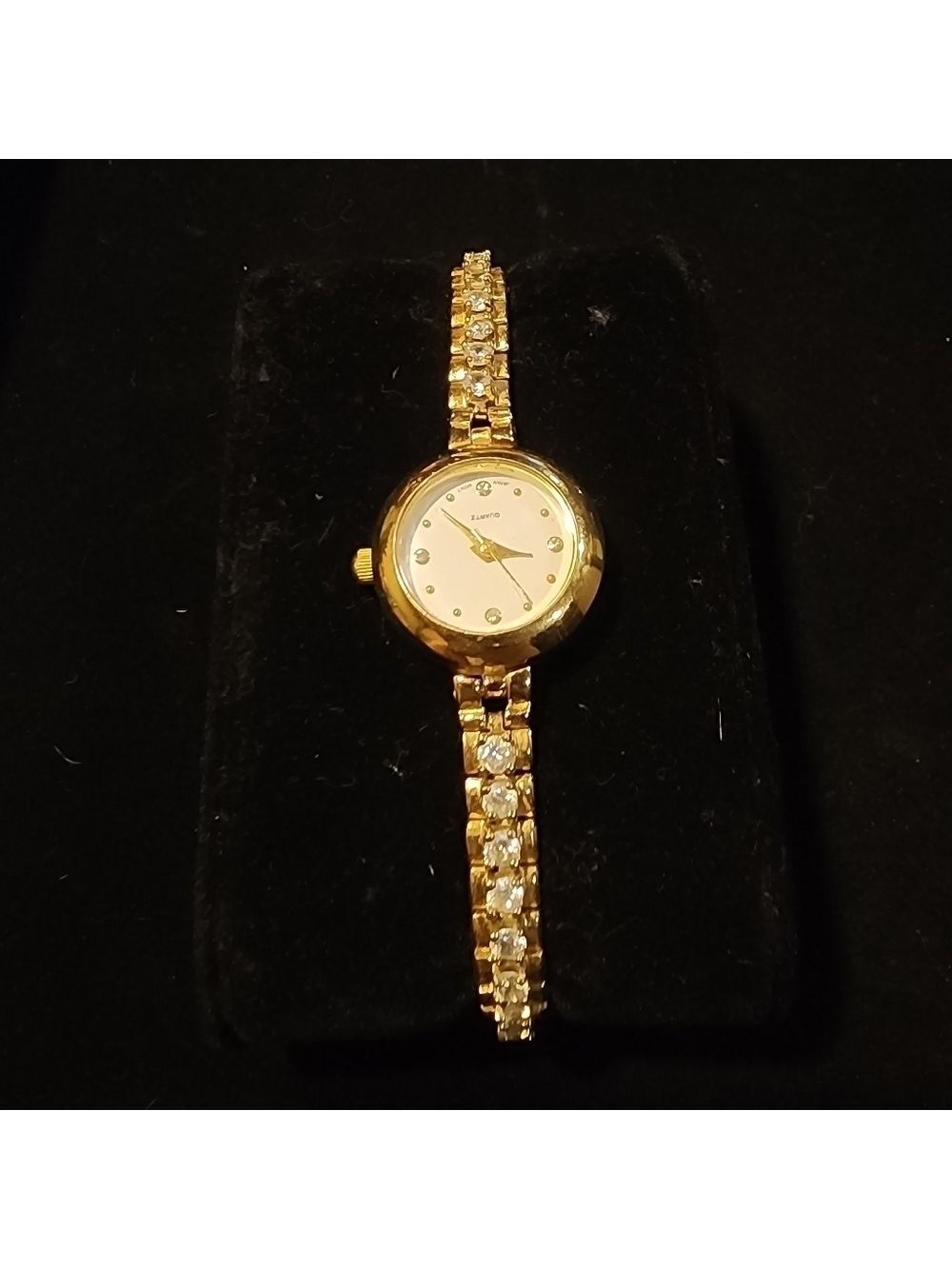 Vtg HMI Quartz Japan Movt crystal wristwatch bracelet elegant safety